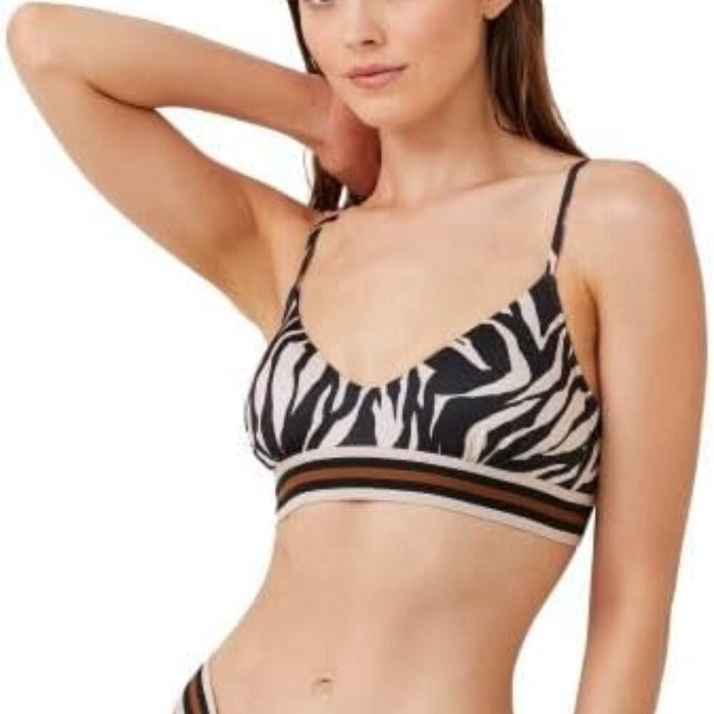 NWT Gottex Women's Wild Zebra Nostalgia Crop Top with Lingerie Straps 12